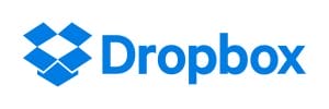 a blue and white logo for Dropbox on a white background