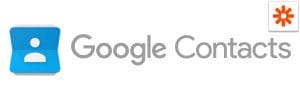 the Google contacts logo is blue and white