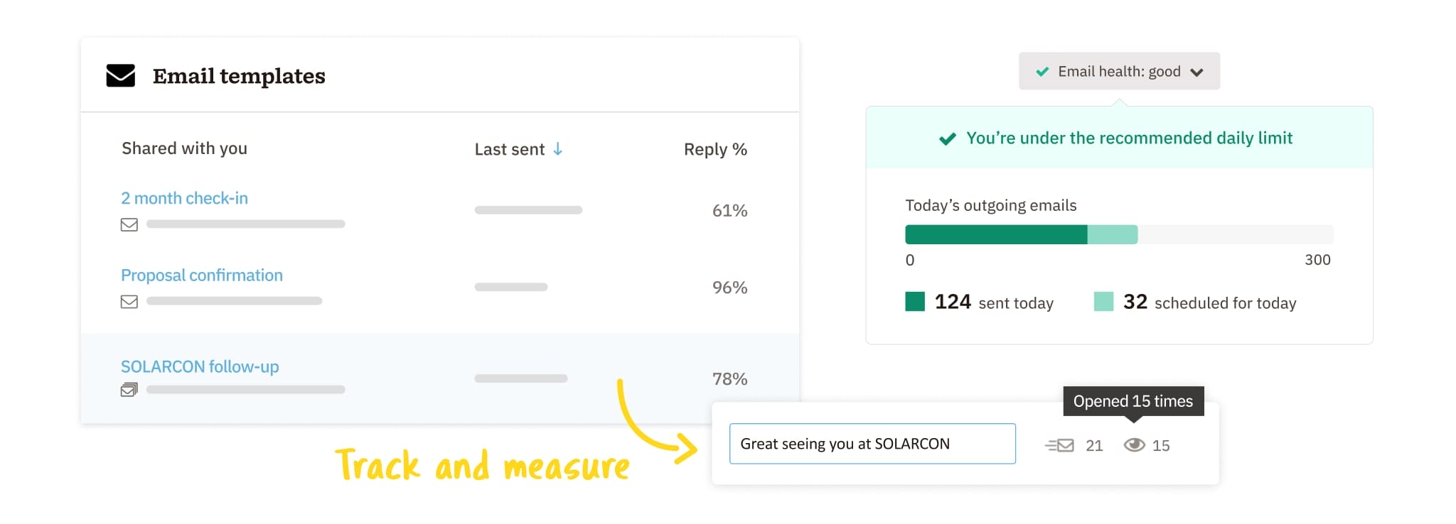 Nutshell CRM sales email automation tool tracking screenshot