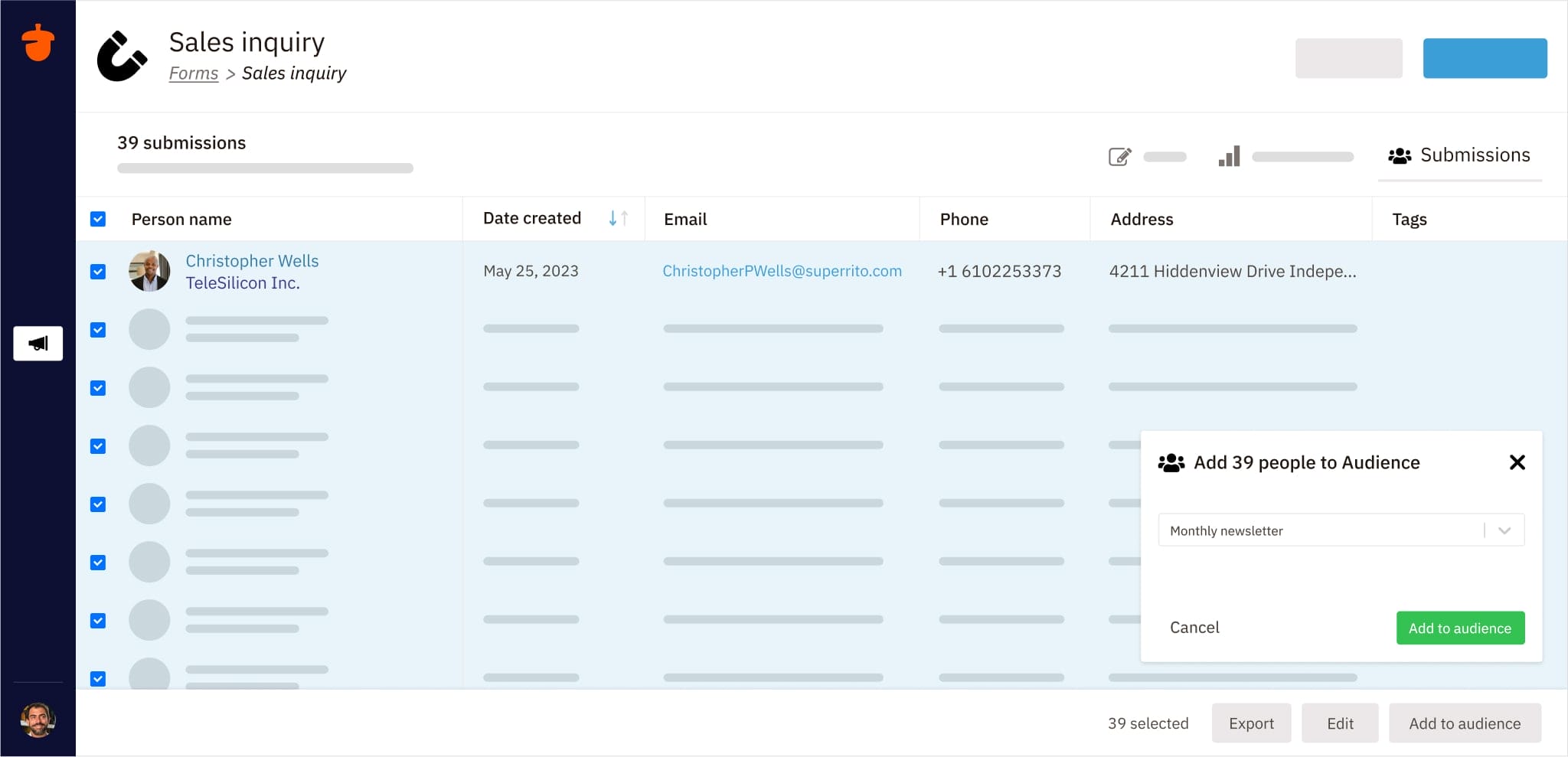 Nutshell CRM form builder list segmentation and curation for targeted email marketing