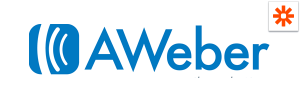 an AWeber logo on a white background with an orange star