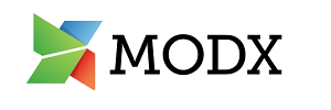 the logo for MODX on a white background