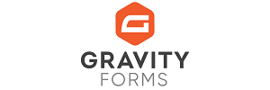 a logo for Gravity Forms on a white background