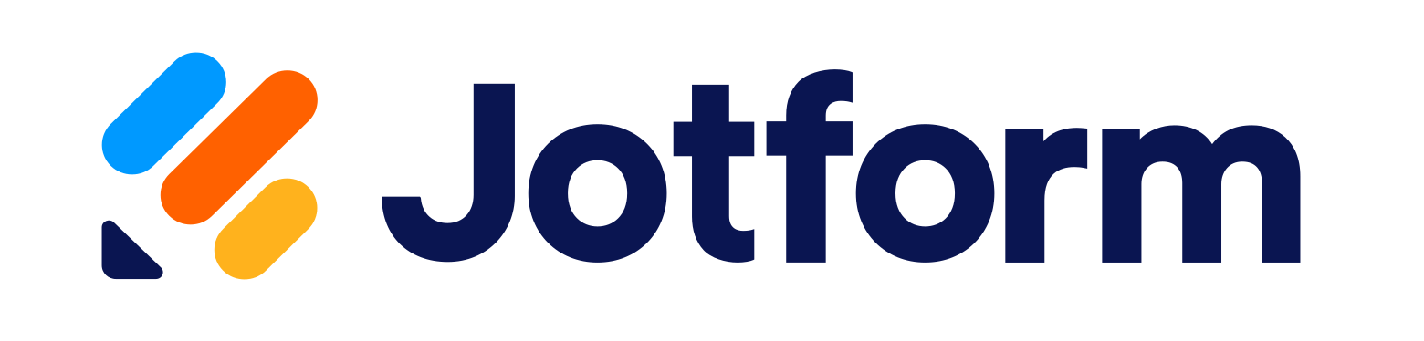 a blue and orange logo for Jotform on a white background