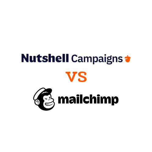 a Nutshell Campaigns vs Mailchimp logo on a white background