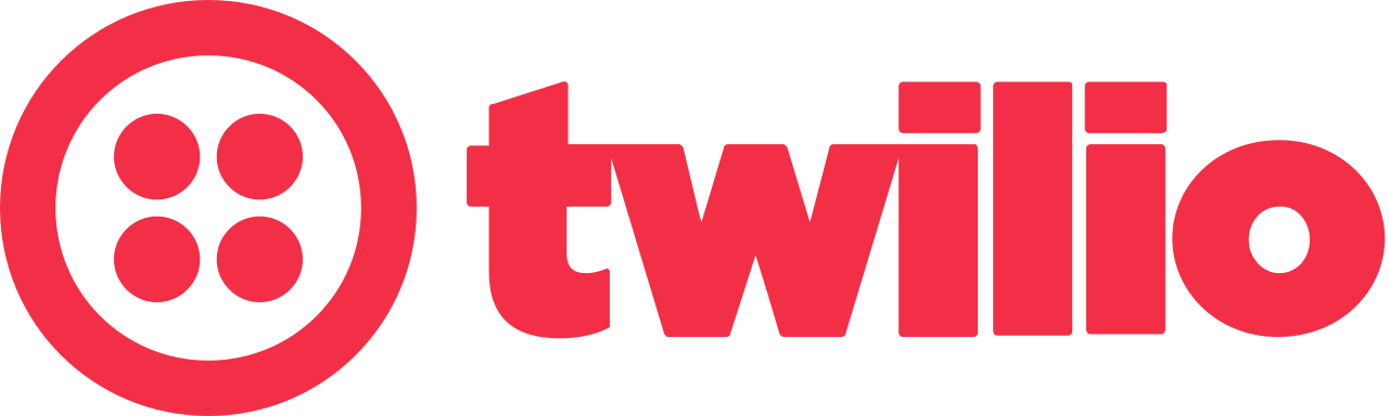 a red logo for Twilio with a white circle around it