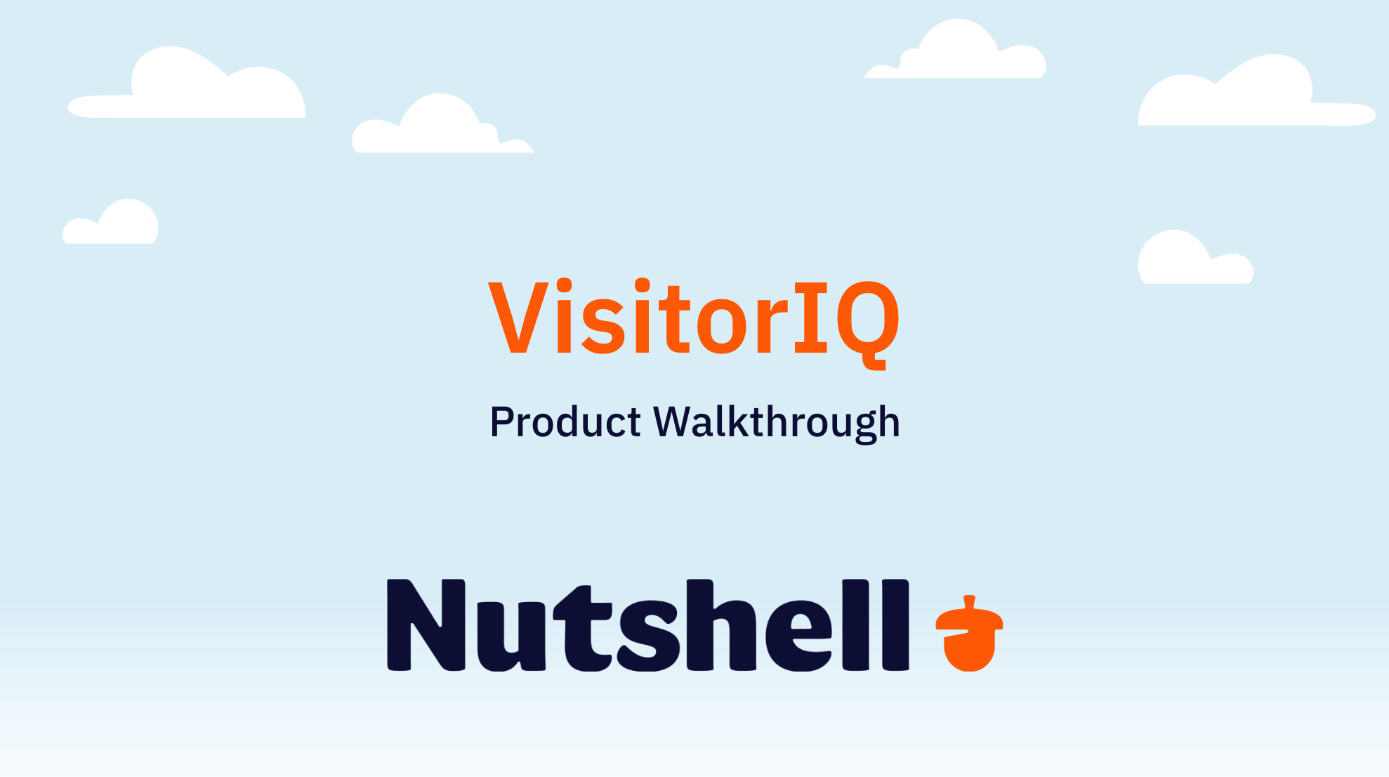 a blue background with clouds and the words VisitorIQ Product walkthrough